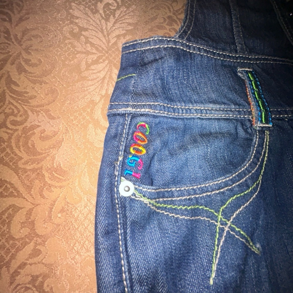 Vtg COOGI Jeans Womens 7/8 Denim Overalls Dress Rainbow Embroidery Y2K GUC - Picture 2 of 11